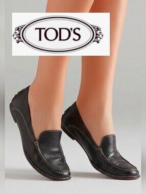 Flash Sale Tod's Leather Apron Toe Driving Loafers Italy flats stitching Luxury